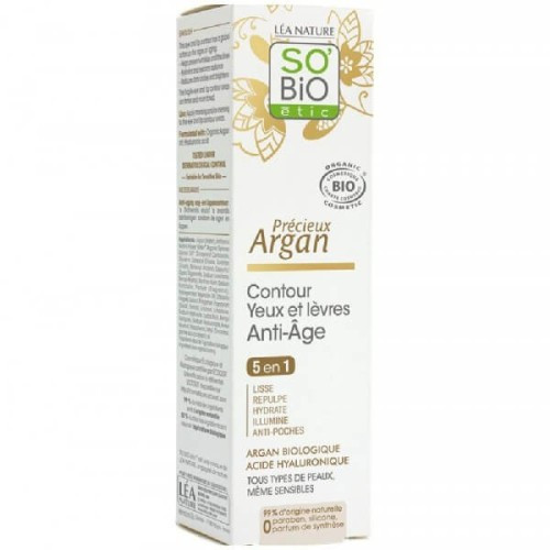 SO BIO PRECIEUX ARGAN CONTOUR YEUX ET LEVRES ANTI AGE 5EN1 15ML