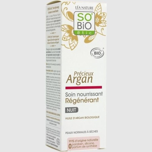 SO'BIO PRECIEUX ARGAN SOIN NUIT NOURRISSANT REGENERANT 50ML