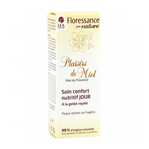 FLORESSANCE PLAISIRS DE MIEL SOIN NUTRITIF CONFORT JOUR A LA GELEE ROYALE PEAUX SECHES OU FRAGILES 50ML