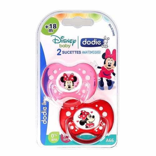 DODIE DISNEY BABY 2 SUCETTES ANATOMIQUES ROSE SILICONE 18 MOIS ET +
