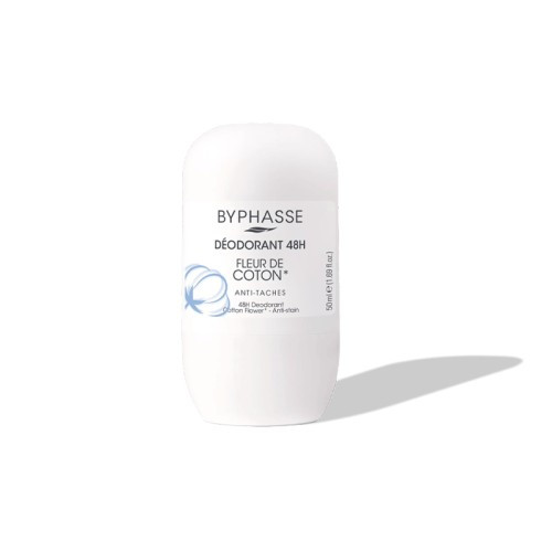 BYPHASSE DEODORANT ROLL ON ANTI TACHES FLEUR DE COTON 50ML