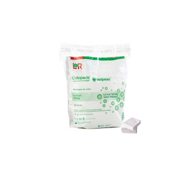 COTOPADS RECTANGLE COTON 8CM*10CM 200 PIECES