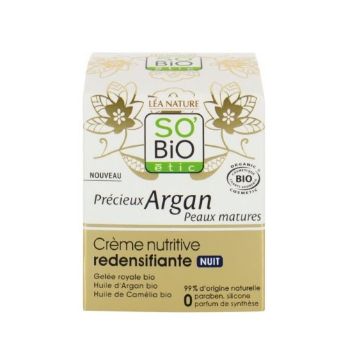 SO'BIO CRÈME NUTRITIVE REDENSIFIANTE NUIT PRÉCIEUX ARGAN PEAUX MATURES 50ML